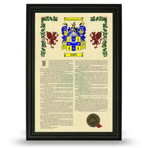 Balliffe Armorial History Framed - Black