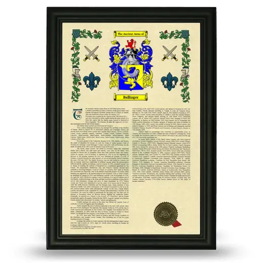 Ballinger Armorial History Framed - Black