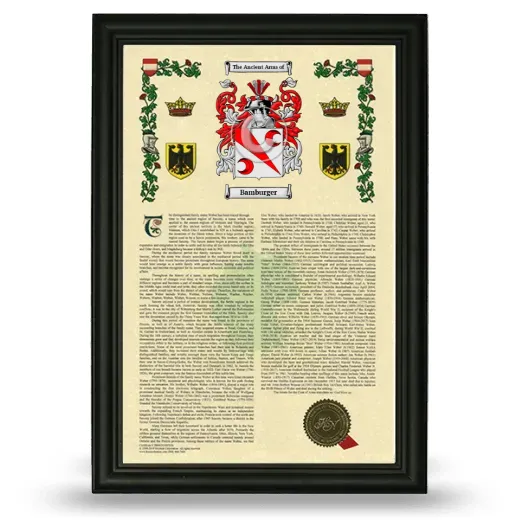 Bamburger Armorial History Framed - Black