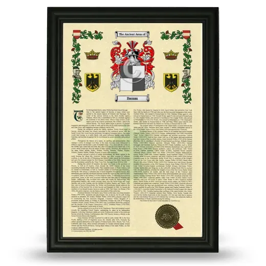 Bamm Armorial History Framed - Black