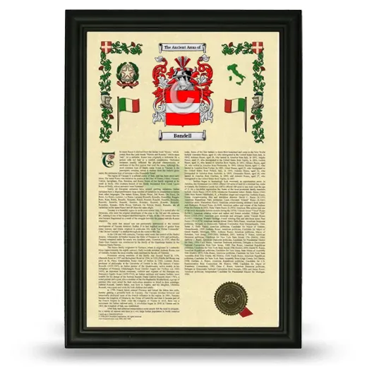 Bandell Armorial History Framed - Black