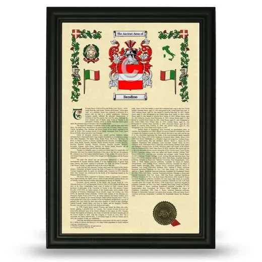 Bandino Armorial History Framed - Black