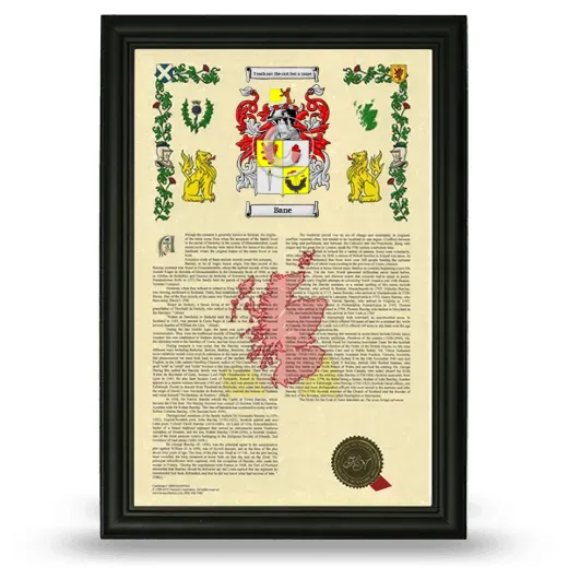 Bane Armorial History Framed - Black
