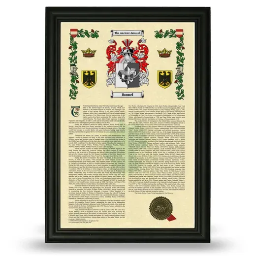 Bannel Armorial History Framed - Black