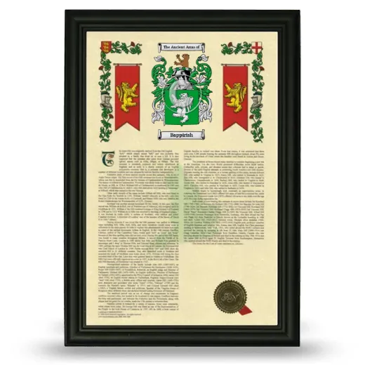Bappirish Armorial History Framed - Black