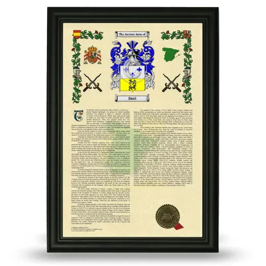 Baró Armorial History Framed - Black