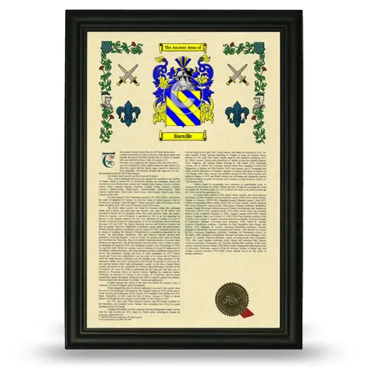 Baraille Armorial History Framed - Black