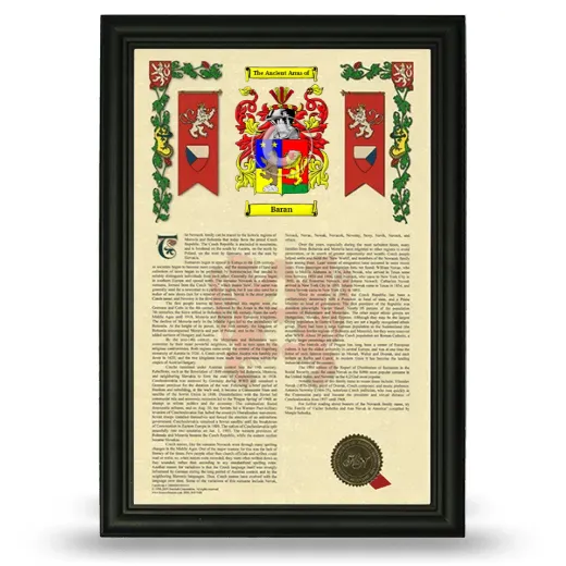 Baran Armorial History Framed - Black