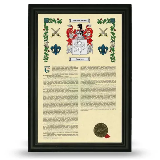 Barates Armorial History Framed - Black