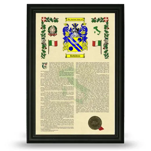 Barbabosa Armorial History Framed - Black