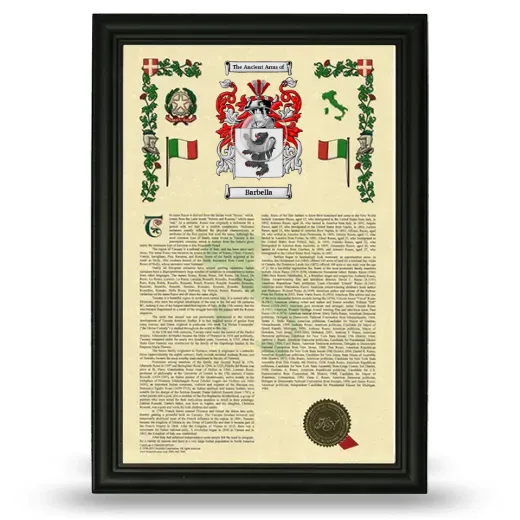 Barbella Armorial History Framed - Black