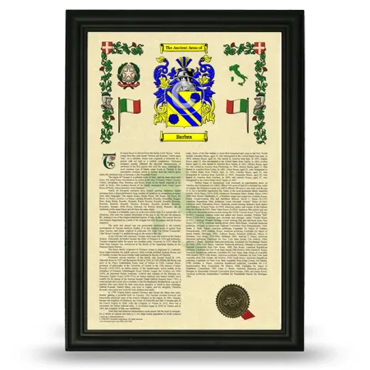 Barbra Armorial History Framed - Black