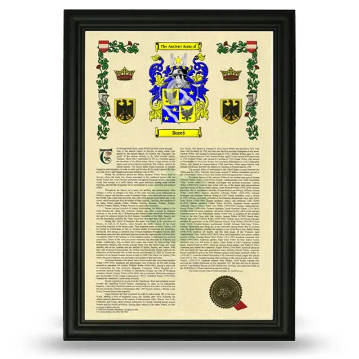 Bareš Armorial History Framed - Black