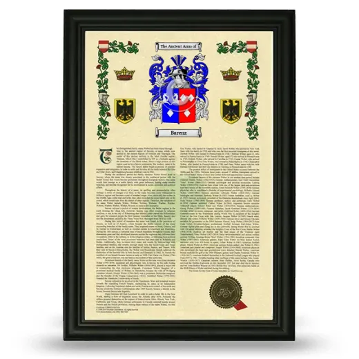 Barenz Armorial History Framed - Black