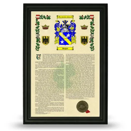 Bargos Armorial History Framed - Black