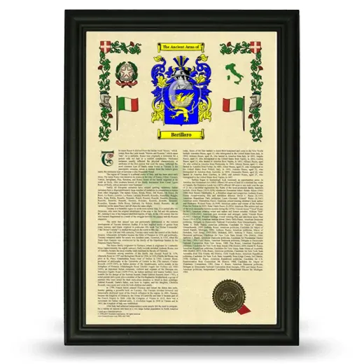 Barillaro Armorial History Framed - Black