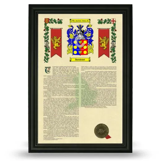 Barnicoat Armorial History Framed - Black