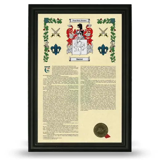 Barrat Armorial History Framed - Black