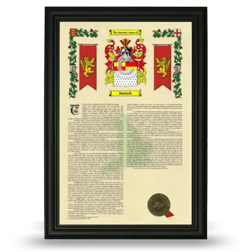 Barrock Armorial History Framed - Black