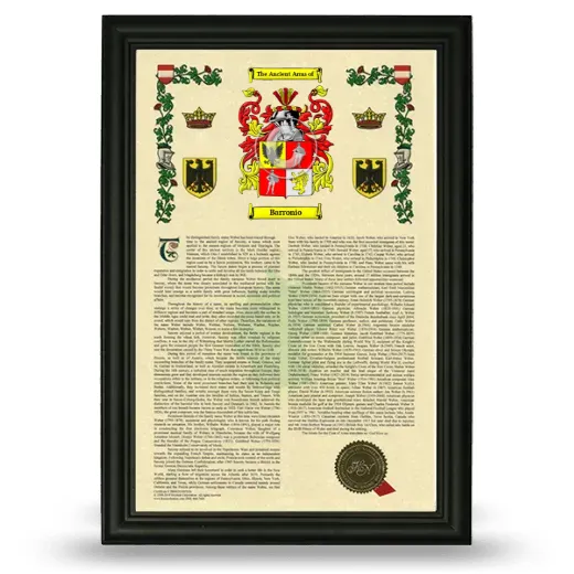 Barronio Armorial History Framed - Black