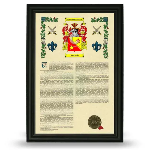 Bartholy Armorial History Framed - Black