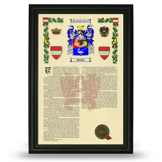 Bartolo Armorial History Framed - Black