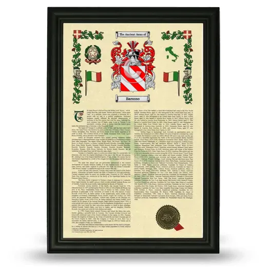 Barusso Armorial History Framed - Black