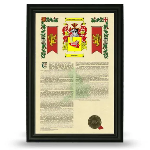 Barwert Armorial History Framed - Black