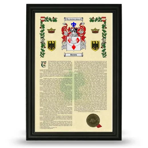 Barzen Armorial History Framed - Black