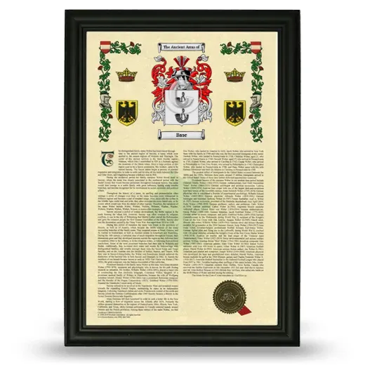 Base Armorial History Framed - Black