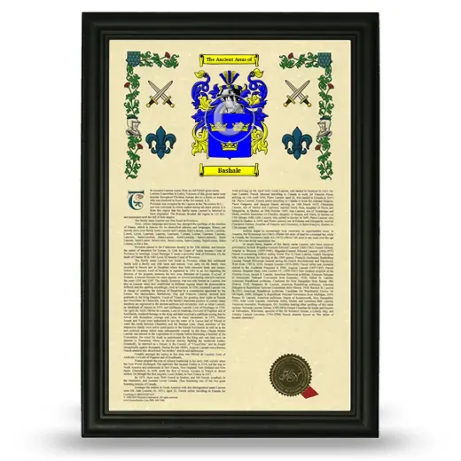 Bashale Armorial History Framed - Black