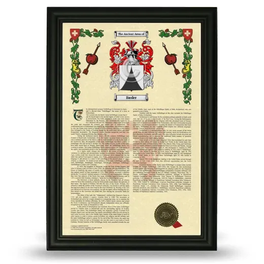Basler Armorial History Framed - Black