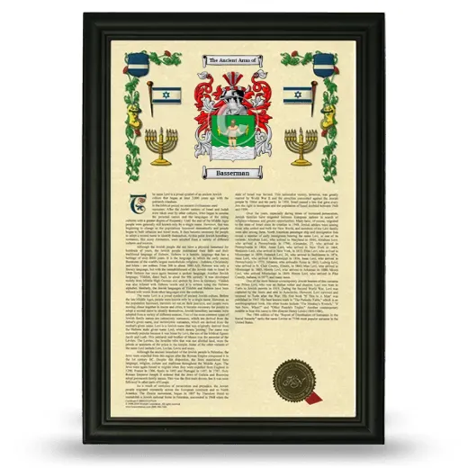 Basserman Armorial History Framed - Black