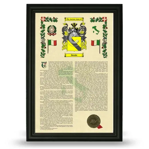Bassin Armorial History Framed - Black