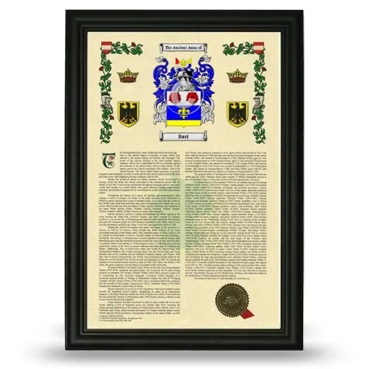 Bast Armorial History Framed - Black