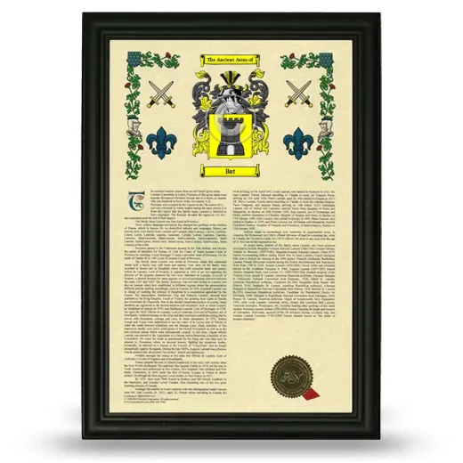 Bat Armorial History Framed - Black