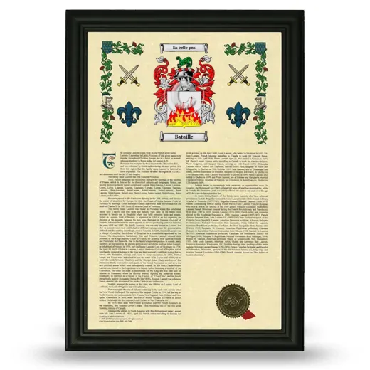 Bataille Armorial History Framed - Black