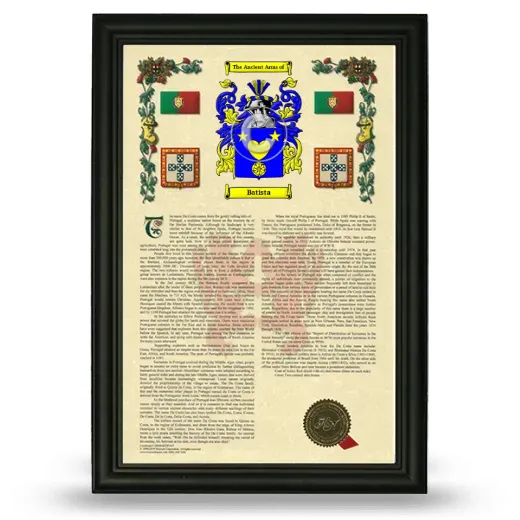 Batista Armorial History Framed - Black