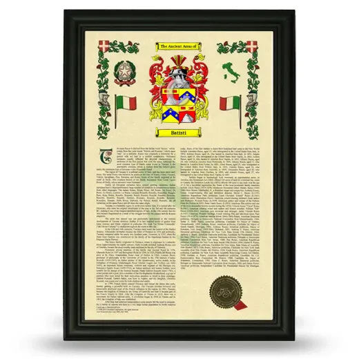 Batisti Armorial History Framed - Black