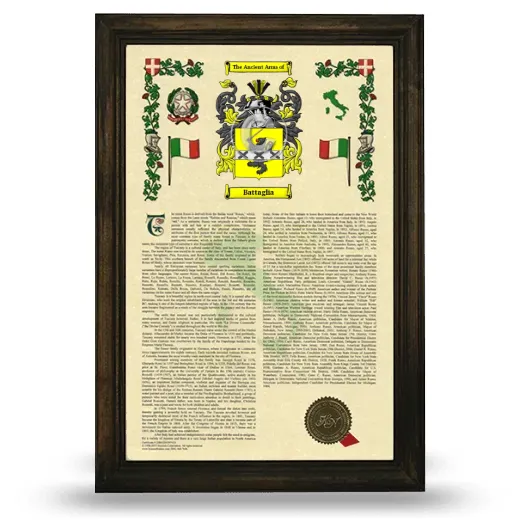 Battaglia Armorial History Framed - Brown