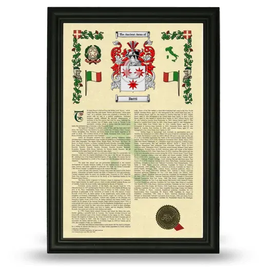 Batti Armorial History Framed - Black