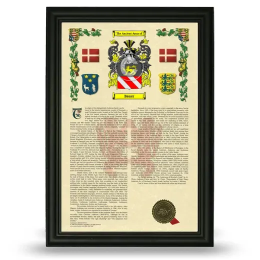 Bauer Armorial History Framed - Black