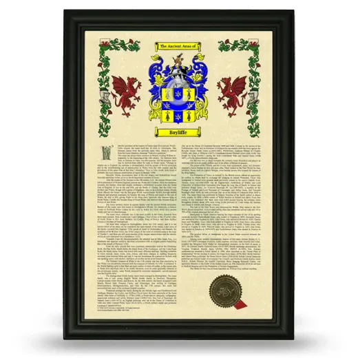 Bayliffe Armorial History Framed - Black