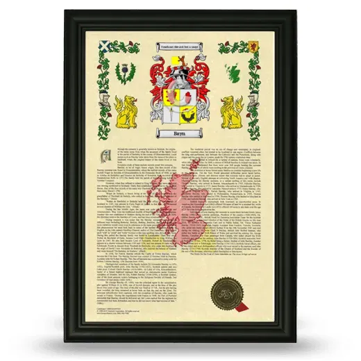 Bayn Armorial History Framed - Black