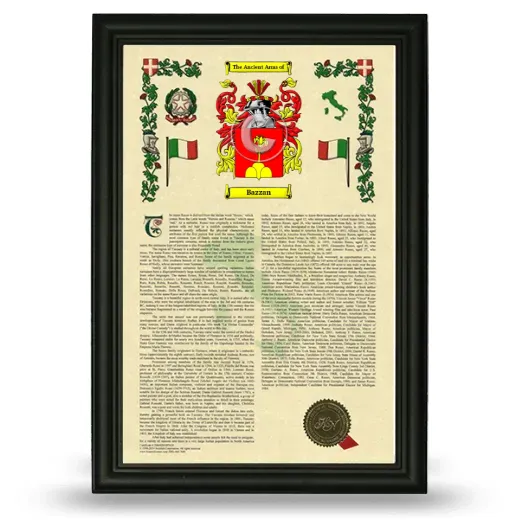 Bazzan Armorial History Framed - Black