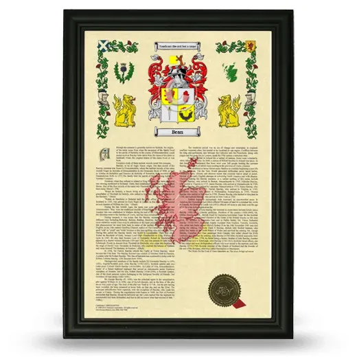 Bean Armorial History Framed - Black