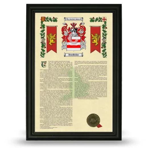 Beardeslay Armorial History Framed - Black