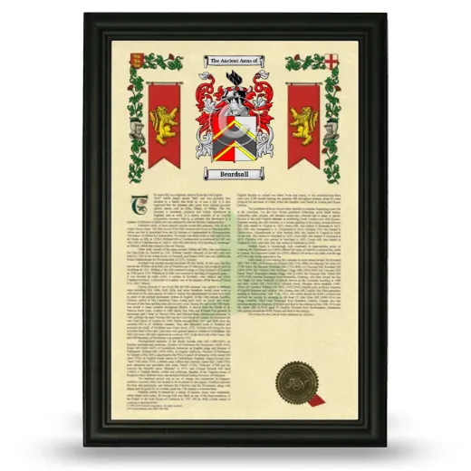 Beardsall Armorial History Framed - Black