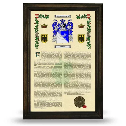 Beaver Armorial History Framed - Brown