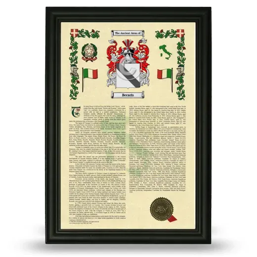 Becaris Armorial History Framed - Black